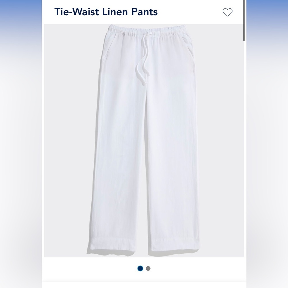Vineyard Vines White Tie-Waist Linen Pant